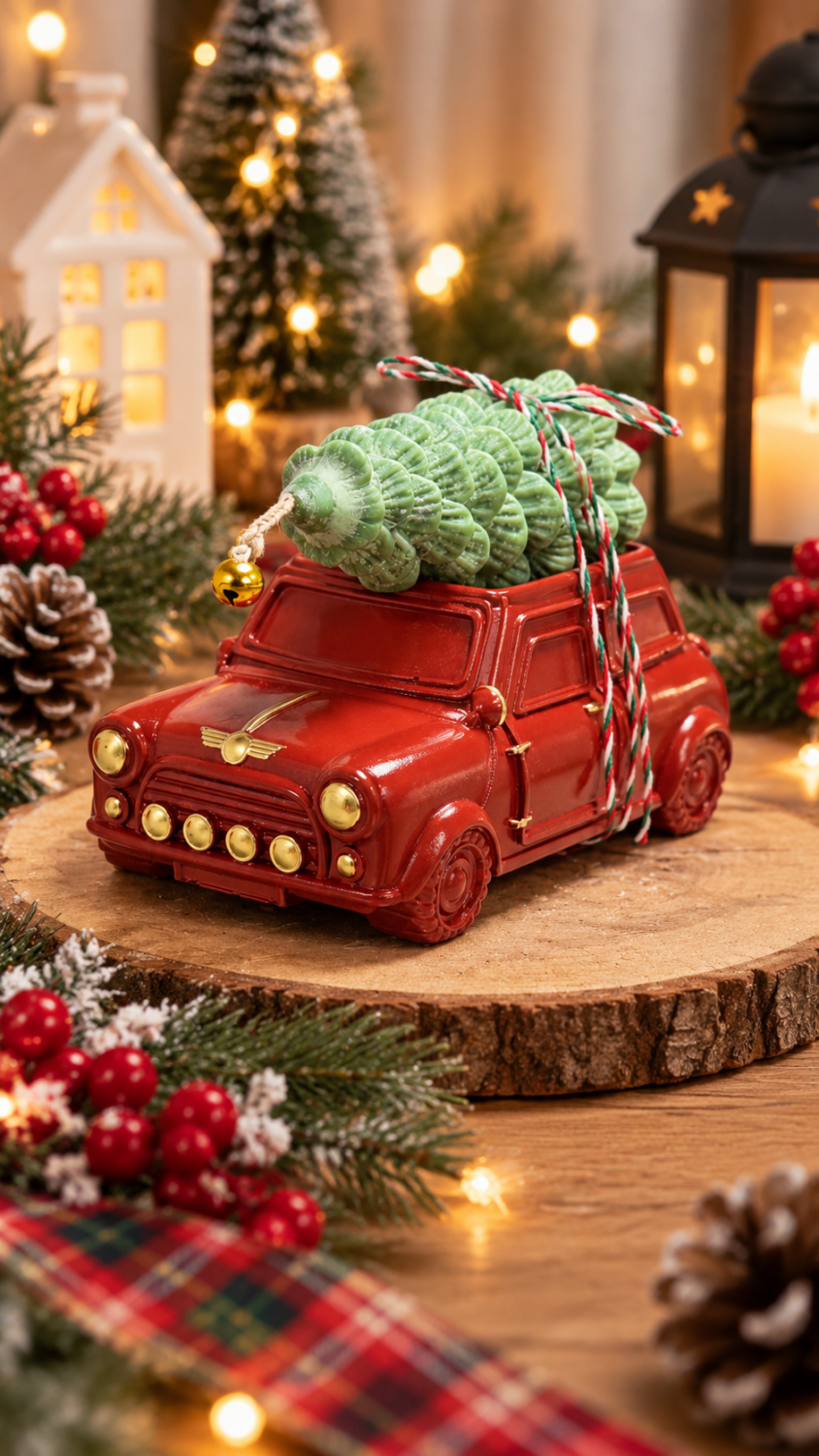 Χριστουγεννιάτικο Mini Cooper με Έλατο